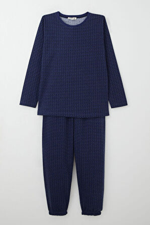 Breeze Erkek Çocuk Pijama Takımı Desenli Bel Kısmı Paçası Lastikli 9-12 Yaş, Lacivert