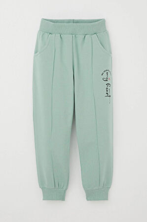 Breeze Kız Çocuk Eşofman Altı Çima Dikiş Detaylı Cepli 3-7 Yaş, Su Yeşili