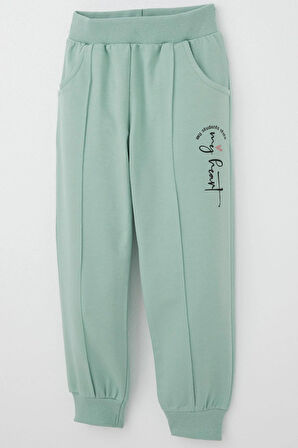 Breeze Kız Çocuk Eşofman Altı Çima Dikiş Detaylı Cepli 3-7 Yaş, Su Yeşili