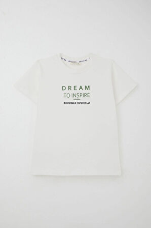 Breeze Erkek Çocuk Şortlu Takım Kabartma Yazı Baskılı 5-10 Yaş, Ekru