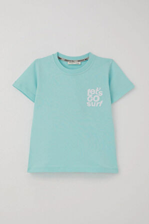 Breeze Erkek Çocuk Şortlu Takım Sırt Kısmı Sörfçü Dinozor Baskılı 2-6 Yaş, Açık Mavi