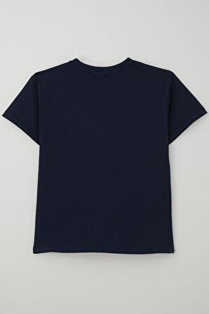 Breeze Erkek Çocuk Tişört Yazı Baskılı 5-10 Yaş, Lacivert