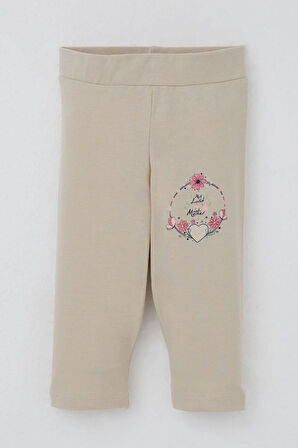 Breeze Kız Çocuk Kapri Taytlı Takım Anne Sevgisi Temalı Çiçek Baskılı 1.5-5 Yaş, Ekru