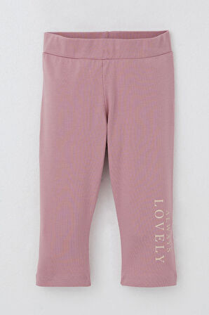 Breeze Kız Çocuk Kapri Taytlı Takım Sevgi Temalı Çiçek Baskılı 3-8 Yaş, Bej