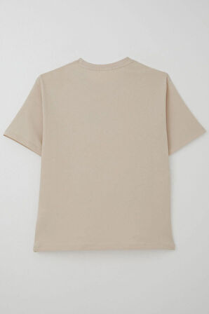 Breeze Erkek Çocuk Tişört Yazı Baskılı 8-12 Yaş, Bej