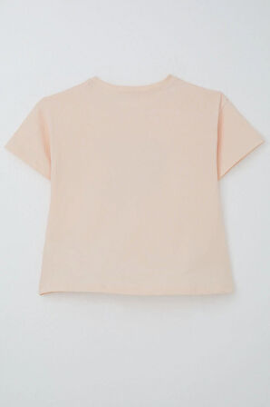 Breeze Kız Çocuk Tişört Çiçek Baskılı 8-14 Yaş, Pudra