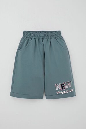 Breeze Erkek Çocuk Şortlu Takım Yazı Baskılı Cepli 8-14 Yaş, Ekru