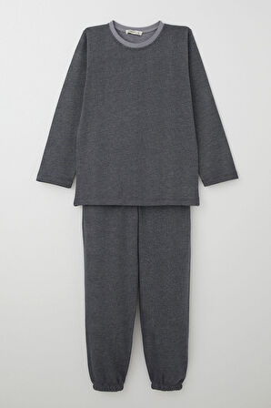 Breeze Erkek Çocuk Pijama Takımı Verev Çizgi Desenli 4-8 Yaş, Siyah