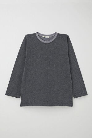 Breeze Erkek Çocuk Pijama Takımı Verev Çizgi Desenli 4-8 Yaş, Siyah