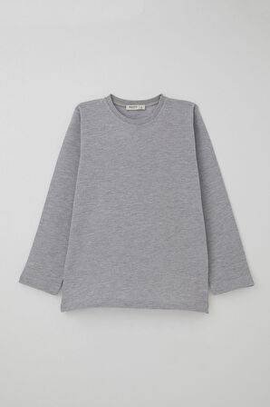 Breeze Erkek Çocuk Pijama Takımı Verev Çizgi Desenli 4-8 Yaş, Açık Gri
