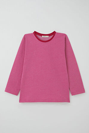 Breeze Kız Çocuk Pijama Takımı Verev Çizgi Desenli 4-8 Yaş, Pembe