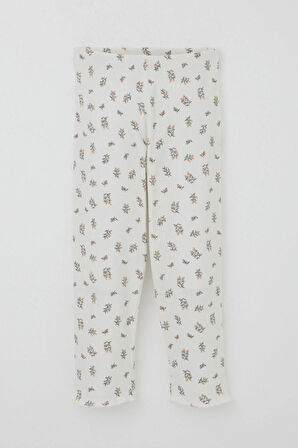 Breeze Kız Bebek Pijama Takımı Çiçek Desenli Omuzu Düğmeli 9 Ay-3 Yaş, Ekru