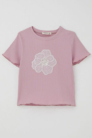 Datagridviewtextboxcolumn { Name=Marka, Index=5 } Kız Çocuk Tişört Tül Çiçek Armalı Boncuk Aksesuarlı Kemer Boy 8-14 Yaş, Lila