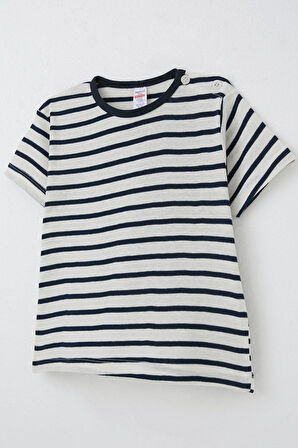 Breeze Erkek Çocuk Tişört Patlı Çizgili 1-4 Yaş, Ekru