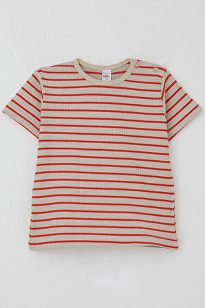 Breeze Erkek Çocuk Tişört Patlı Çizgili 1-4 Yaş, Bej