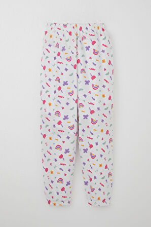 Breeze Kız Çocuk Pijama Takımı Baharın Renkleri 4-8 Yaş, Beyaz