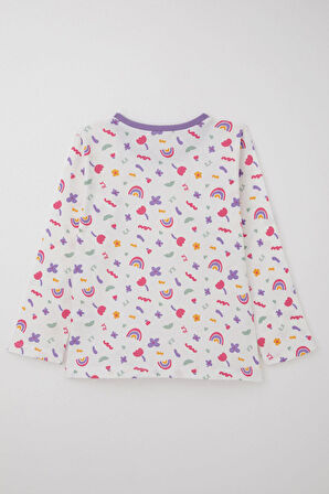 Breeze Kız Çocuk Pijama Takımı Baharın Renkleri 4-8 Yaş, Beyaz
