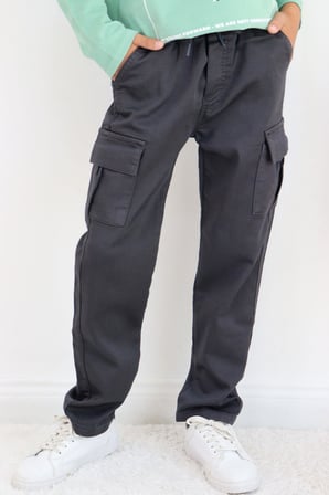 Breeze Erkek Çocuk Pantolon Kargo Cepli Beli Lastikli 6-10 Yaş, Füme