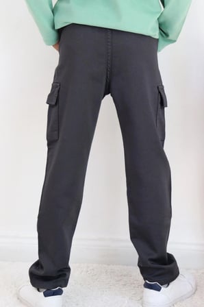 Breeze Erkek Çocuk Pantolon Kargo Cepli Beli Lastikli 6-10 Yaş, Füme
