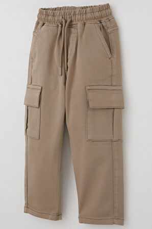 Breeze Erkek Çocuk Pantolon Kargo Cepli Beli Lastikli 1.5-5 Yaş, Bej