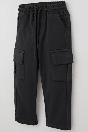 Breeze Erkek Çocuk Pantolon Kargo Cepli Beli Lastikli 1.5-5 Yaş, Füme