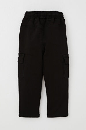 Breeze Erkek Çocuk Pantolon Kargo Cepli Beli Lastikli 1.5-5 Yaş, Siyah