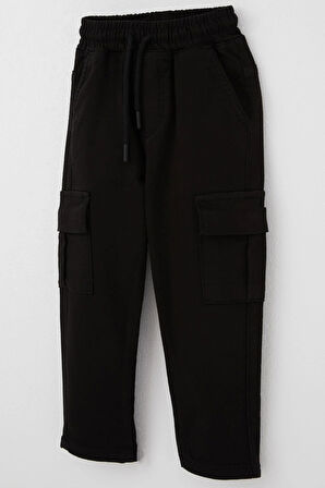 Breeze Erkek Çocuk Pantolon Kargo Cepli Beli Lastikli 1.5-5 Yaş, Siyah