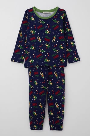 Breeze Erkek Bebek Pijama Takımı Eğlenceli Noel Baba Desenli 9 Ay-3 Yaş, Lacivert