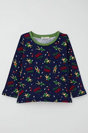 Breeze Erkek Bebek Pijama Takımı Eğlenceli Noel Baba Desenli 9 Ay-3 Yaş, Lacivert