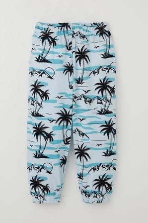 Breeze Erkek Bebek Pijama Takımı Palmiye Ağacı Desenli 9 Ay-3 Yaş, Açık Mavi