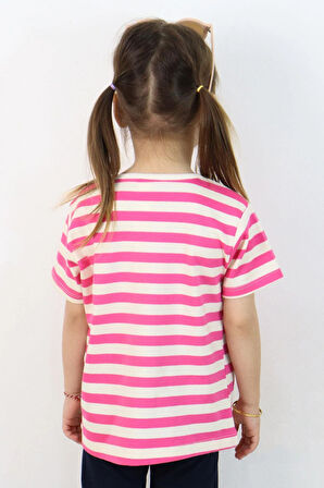 Breeze Kız Çocuk Tişört Patlı Çizgili 1-4 Yaş, Pembe