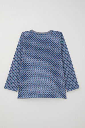 Breeze Erkek Çocuk Pijama Takımı Kare Desenli 4-8 Yaş, Mavi