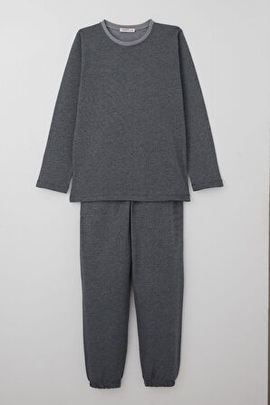 Breeze Erkek Çocuk Pijama Takımı Verev Çizgi Desenli 9-12 Yaş, Siyah