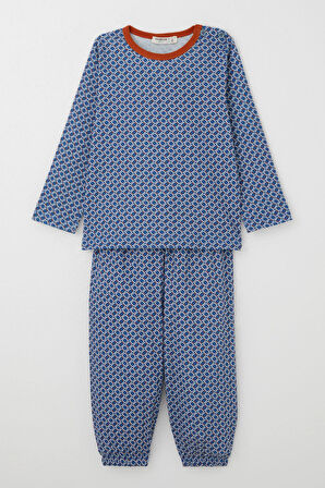 Breeze Erkek Çocuk Pijama Takımı Kare Desenli 1-3 Yaş, Mavi