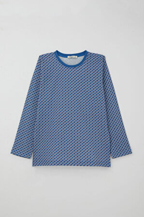 Breeze Erkek Çocuk Pijama Takımı Kare Desenli 9-12 Yaş, Mavi