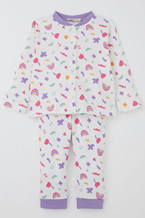 Breeze Kız Bebek Pijama Takımı Baharın Renkleri 4 Ay-1 Yaş, Beyaz