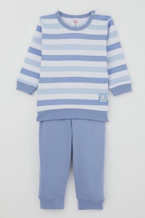 Breeze Erkek Bebek Pijama Takımı Omuzdan Patlı Sevgi Temalı Emoji Armalı 4 Ay-1 Yaş, Karışık Renk