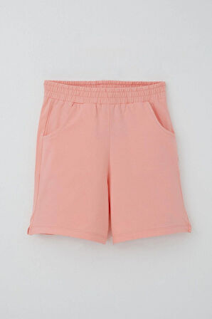 Breeze Kız Çocuk Şortlu Takım Örgü Çiçek İşlemeli 6-12 Yaş, Bej