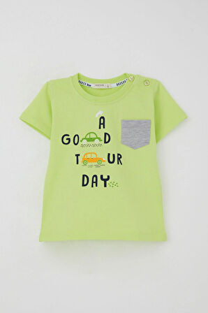 Breeze Erkek Çocuk Şortlu Takım Araba Baskılı Cep Detaylı 1.5-5 Yaş, Fıstık Yeşili