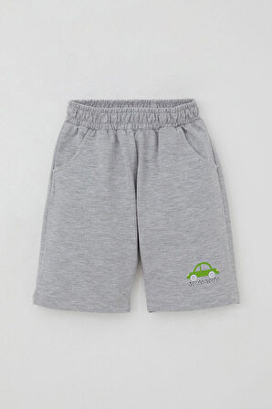 Breeze Erkek Çocuk Şortlu Takım Araba Baskılı Cep Detaylı 1.5-5 Yaş, Fıstık Yeşili