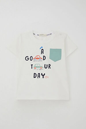 Breeze Erkek Çocuk Şortlu Takım Araba Baskılı Cep Detaylı 1.5-5 Yaş, Ekru