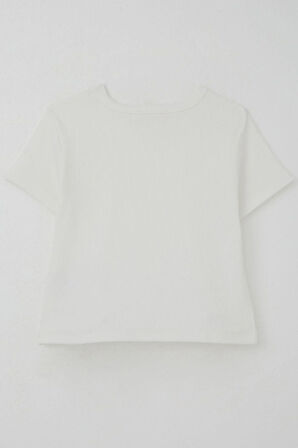 Breeze Kız Çocuk Tişört Kalp Armalı 9-14 Yaş, Ekru