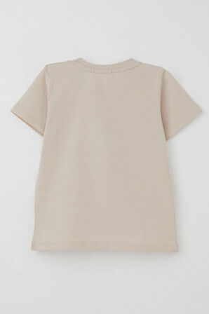 Breeze Erkek Çocuk Tişört Sörfçü Sevimli Köpek Balığı Baskılı 1.5-5 Yaş, Bej