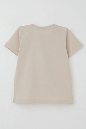 Breeze Erkek Çocuk Tişört Sörfçü Sevimli Köpek Balığı Baskılı 1.5-5 Yaş, Bej