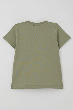 Breeze Erkek Çocuk Tişört Sörfçü Sevimli Köpek Balığı Baskılı 1.5-5 Yaş, Haki Yeşil