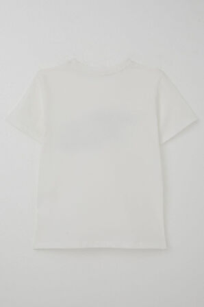 Breeze Erkek Çocuk Tişört Yansıma Efekti Yazı Baskılı 8-14 Yaş, Ekru