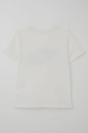 Breeze Erkek Çocuk Tişört Yansıma Efekti Yazı Baskılı 8-14 Yaş, Ekru