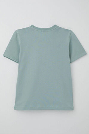 Breeze Erkek Çocuk Tişört Yansıma Efekti Yazı Baskılı 8-14 Yaş, Su Yeşili