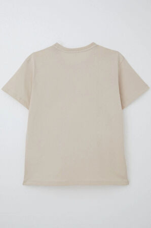 Breeze Erkek Çocuk Tişört Kabartma Yazı Baskılı 9-14 Yaş, Bej