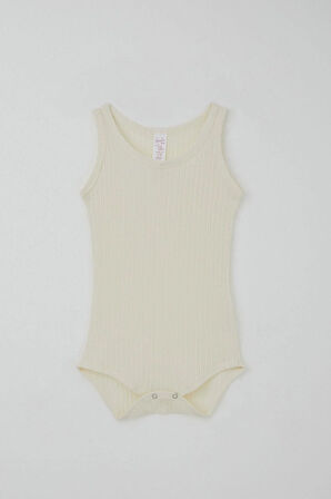 Breeze Kız Bebek Çıtçıtlı Atlet Zıbın Body Jakarlı 9 Ay-3 Yaş, Ekru
